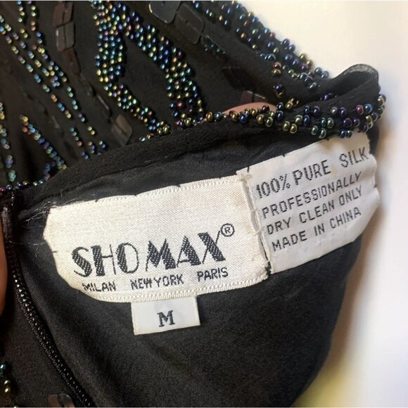 Vintage 90s Beaded Silk Dress Evening Gown Medium - Picture 10 of 11